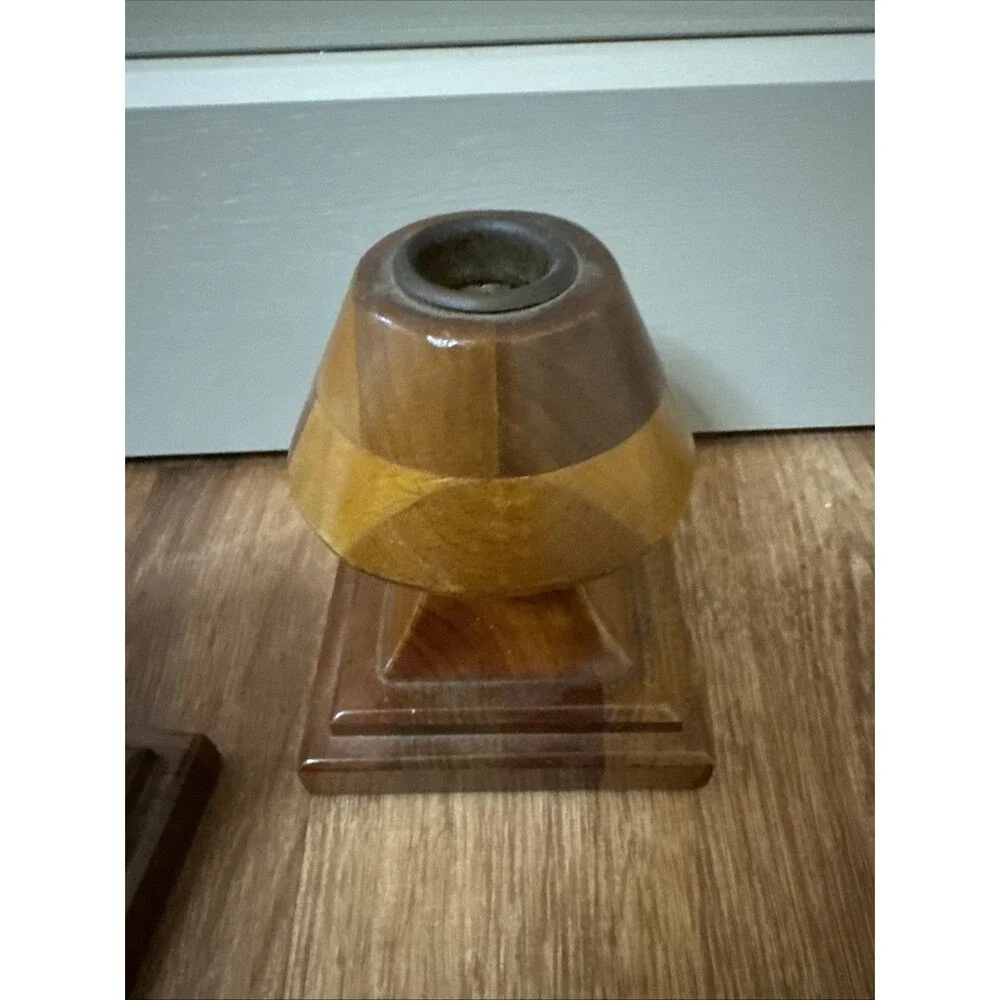 Candlestick Holders 4.75”  Carved Unique Pair Set Of 2 MCM